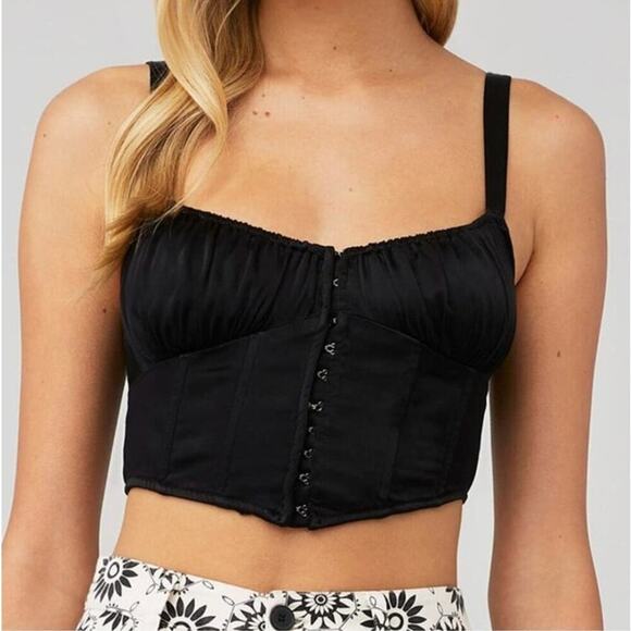 ASTR The Label Larinna Top Black Corset Bustier Crop Sleeveless Top Size S - Picture 1 of 8
